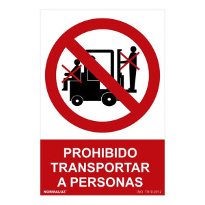 Znak Normaluz Prohibido transportar a personas PVC (30 x 40 cm)