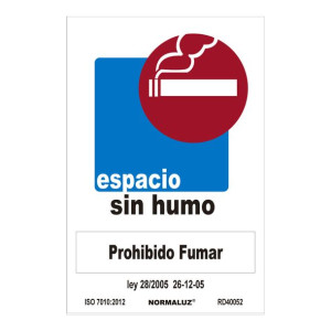 Znak Normaluz Espacio sin humo, prohibido fumar PVC (30 x 40 cm)