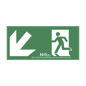 Znak Normaluz Evacuación escalera abajo izquierda PVC 32 x 16 cm