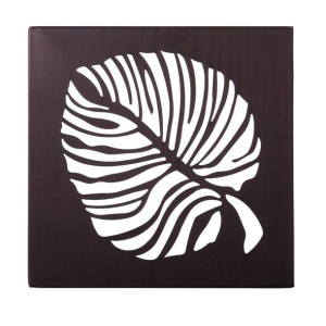 Obraz Liść roślin 29,85 x 2,5 x 29,85 cm Metal Brązowy
