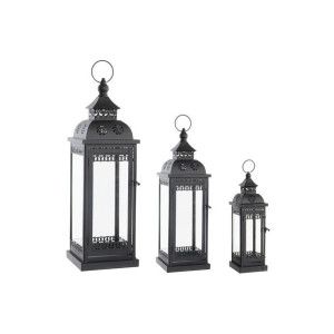 Lampiony DKD Home Decor Szkło Czarny Metal (22 x 22 x 70 cm)