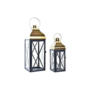 Lampa DKD Home Decor 2 Części Szkło Czarny Złoty Metal (19 x 19 x 58 cm)