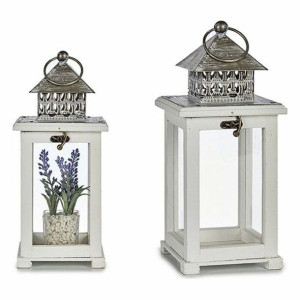 Lampa Drewno Metal Biała (13 x 29 x 13 cm)