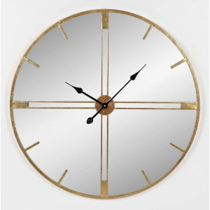 Zegar Ścienny DKD Home Decor Lustro Złoty Metal (76 x 4 x 76 cm)