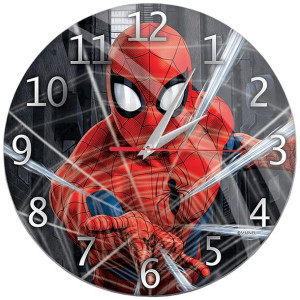 Zegar Ścienny Reloj de Pared Brillo Spiderman 001 Marvel Negro