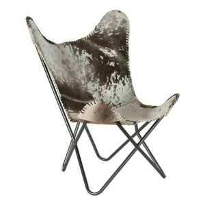 Fotel DKD Home Decor 8424001824403 Szary Skóra Biały Jasnobrązowy Żelazo