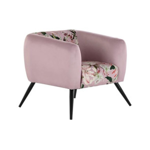 Fotel DKD Home Decor Czarny Różowy Metal Poliester (75 x 71 x 71 cm)