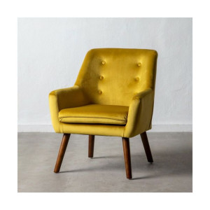 Fotel 67 x 67 x 81,5 cm Tkanina syntetyczna Drewno Musztarda