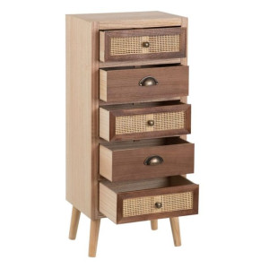 Komoda SASHA 40 x 30 x 91,5 cm Naturalny Drewno Krem Rattan