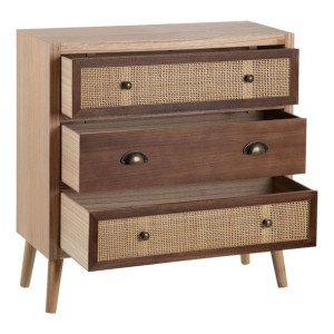 Komoda SASHA 75 x 30 x 75 cm Naturalny Drewno Krem Rattan
