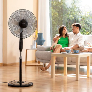 Wentylator stojący z pilotem InnovaGoods Airstreem Czarny 45 W
