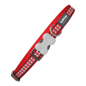 Obroża dla psa Red Dingo Odblaskowy Kości Czerwony (1,5 x 24-36 cm)