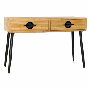 Konsola DKD Home Decor Jodła Czarny Metal Brązowy (114 x 39.5 x 75 cm)