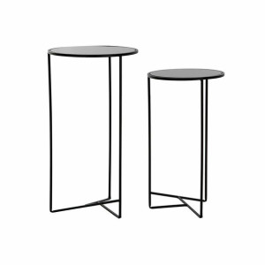 Zestaw 2 stołów DKD Home Decor Szkło Czarny Metal (2 pcs) (38 x 38 x 70 cm)