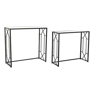 Konsola DKD Home Decor Szkło Czarny Metal (82 x 32 x 76 cm) (2 Sztuk)