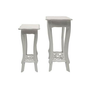 Zestaw 2 stołów DKD Home Decor Biały Drewno MDF (30 x 30 x 76,5 cm)