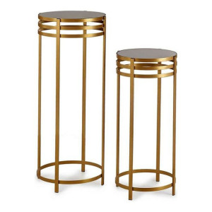 Zestaw 2 stołów Szkło Metal (2 pcs)