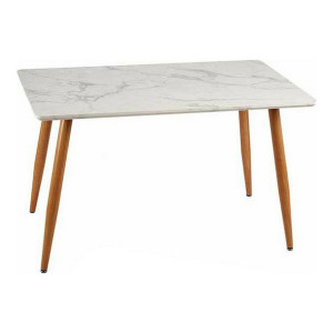 Stolik Brązowy Biały Marmur Metal Melamina DM (70 x 120 x 75 cm)