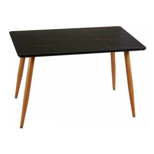 Stolik Czarny Brązowy Marmur Metal Melamina DM (70 x 75 x 120 cm)