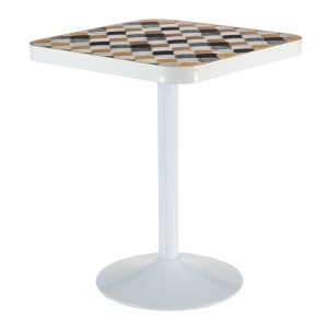 Stolik Złoty Metal Biały PVC 60 x 60 x 75 cm