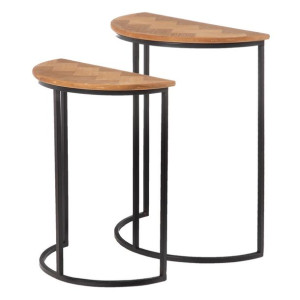 Stolik 62,5 x 62,5 x 73 cm Czarny Metal Brązowy DMF (2 Sztuk)