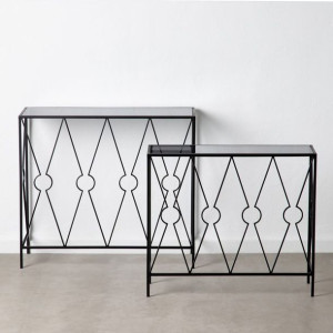 Odbiornik 90 x 35 x 80 cm Szkło Czarny Metal (2 Sztuk)