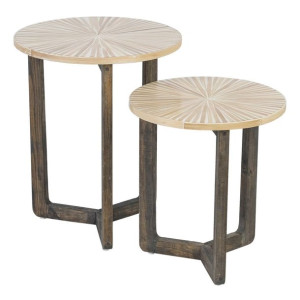 Stolik Beżowy Bambus 45 x 45 x 55 cm Drewno MDF