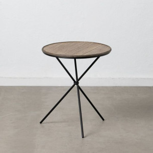 Stolik Naturalny Czarny Metal Bambus 48 x 48 x 54 cm