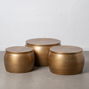 Stolik 73,5 x 73,5 x 40,5 cm Złoty Aluminium (3 Sztuk)