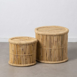 Stolik 51 x 51 x 47 cm Naturalne Włókno (2 Sztuk)