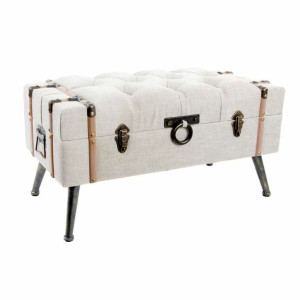 Taboret DKD Home Decor   Czarny Beżowy Płótno Drewno MDF (82 x 42 x 43 cm)