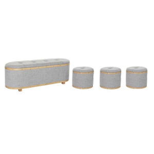 Taboret DKD Home Decor   Szary Drewno Poliester (120 x 45 x 43 cm)