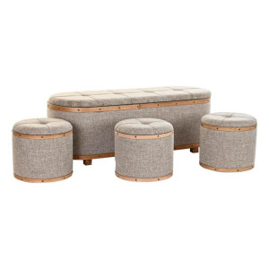 Taboret DKD Home Decor   Naturalny Beżowy Drewno Poliester