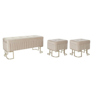 Taboret DKD Home Decor Beżowy Złoty Metal (108 x 41 x 47 cm)