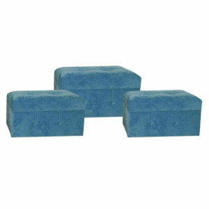 Ergonomiczny DKD Home Decor Niebieski Poliester Drewno MDF (3 pcs)
