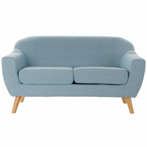 Kanapa 2-osobowa DKD Home Decor Poliester Drewno kauczukowe Błękitne niebO