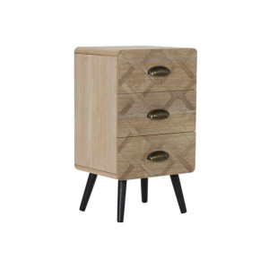 Stolik Nocny DKD Home Decor Naturalny Drewno Geometryczny (37 x 31 x 65 cm)