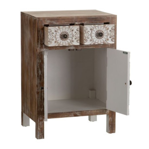 Stolik Nocny ORIENTE Naturalny Drewno Biały 45 x 34 x 66 cm