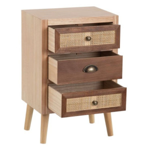 Stolik Nocny SASHA 40 x 30 x 62,5 cm Naturalny Drewno Krem Rattan