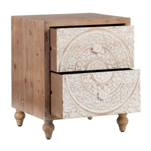 Stolik Nocny SHABBY CHIC 47 x 43 x 58 cm Naturalny Drewno Biały