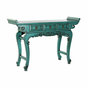Stolik DKD Home Decor Metal Turkusowy Orientalny Wiąz (135 x 37 x 89 cm)