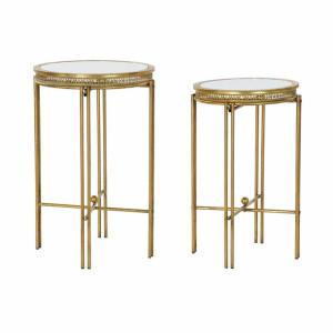 Stolik DKD Home Decor Lustro Metal Jasna Miedź (39 x 39 x 59 cm) (2 pcs)