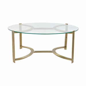 Stolik DKD Home Decor 81 x 81 x 34 cm Szkło Złoty Stal Aluminium