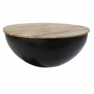 Stolik DKD Home Decor Czarny Metal Drewno mango (90 x 90 x 37 cm)