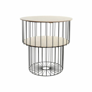 Stolik DKD Home Decor Naturalny Czarny MDF Żelazo (49 x 49 x 51,5 cm)