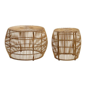 Zestaw 2 stołów DKD Home Decor Jasnobrązowy Bambus (70 x 70 x 50 cm)