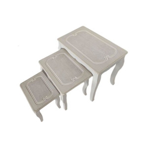 Zestaw 3 stołów DKD Home Decor Drewno Biały Drewno MDF (53 x 35 x 47 cm)