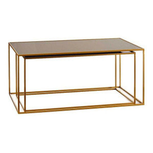 Zestaw 2 stołów Czarny Złoty Szkło Metal (2 pcs)