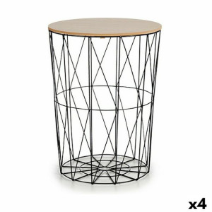 Stolik Czarny Metal Brązowy Drewno MDF (45 x 57 x 45 cm) (4 Sztuk)