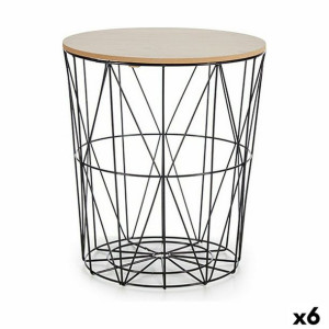 Stolik Czarny Metal Brązowy Drewno MDF (6 Sztuk) (40 x 41 x 40 cm)
